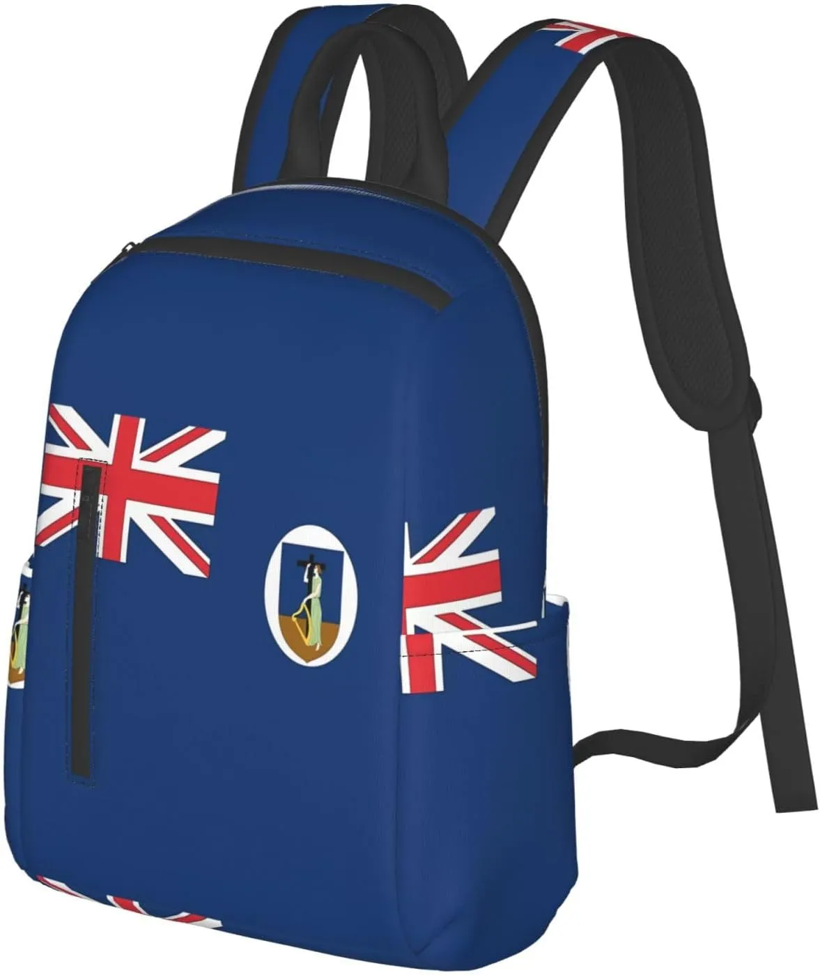 Montserrat Flag Casual Laptop Backpack Travel Rucksack Sports Daypack Adjustable Strap Bags with Multi-Pockets for Working Running Camping