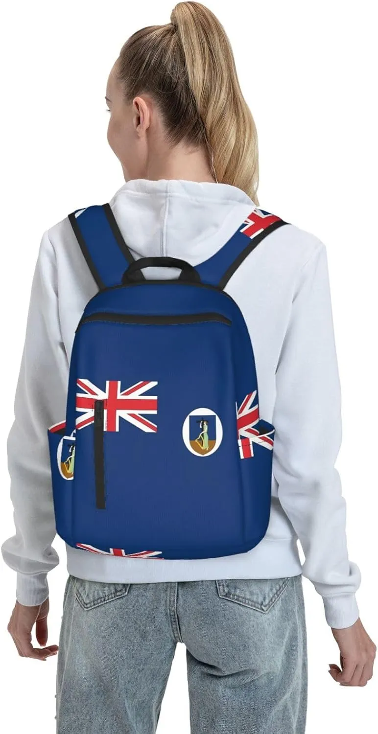 Montserrat Flag Casual Laptop Backpack Travel Rucksack Sports Daypack Adjustable Strap Bags with Multi-Pockets for Working Running Camping