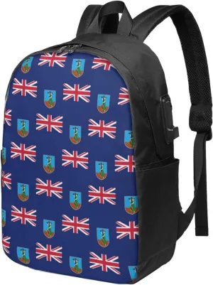 Montserrat Flag Laptop Backpacks Travel Backpack Casual Business Daypack Sport Rucksack Computer Bag Fits up to 17 Inch Notebook with USB Port
