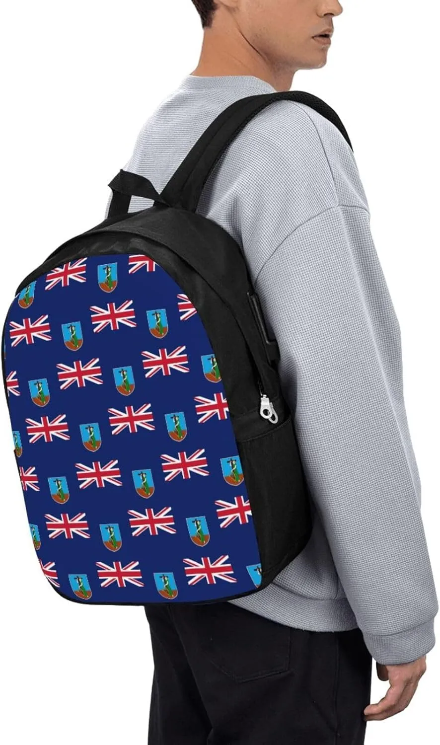 Montserrat Flag Laptop Backpacks Travel Backpack Casual Business Daypack Sport Rucksack Computer Bag Fits up to 17 Inch Notebook with USB Port