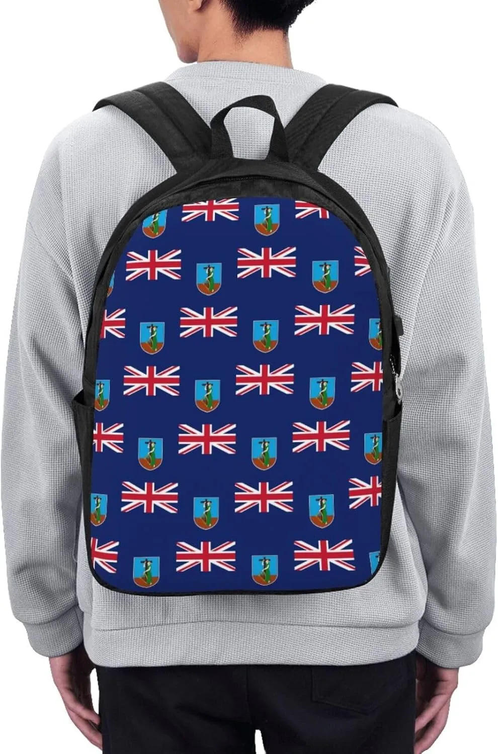 Montserrat Flag Laptop Backpacks Travel Backpack Casual Business Daypack Sport Rucksack Computer Bag Fits up to 17 Inch Notebook with USB Port