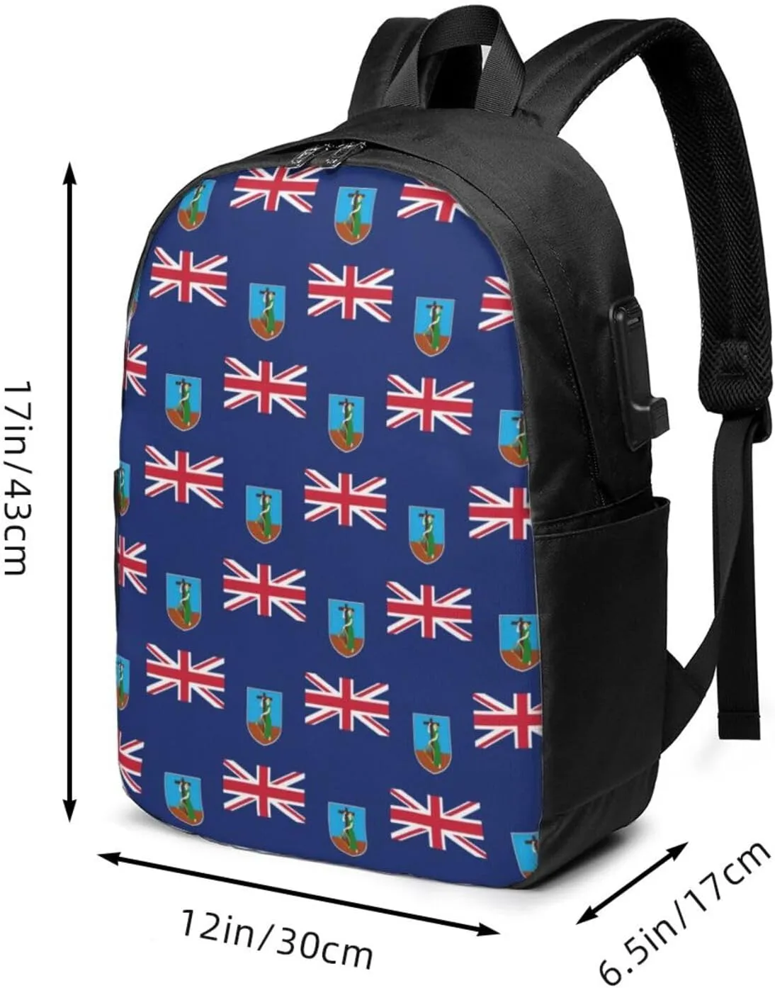 Montserrat Flag Laptop Backpacks Travel Backpack Casual Business Daypack Sport Rucksack Computer Bag Fits up to 17 Inch Notebook with USB Port