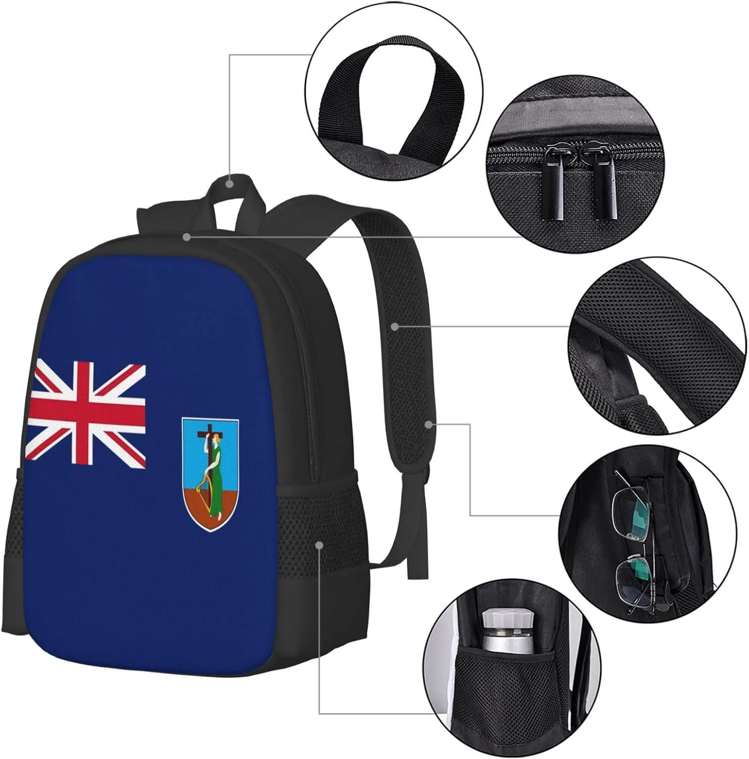 Montserrat Flag Travel Backpack Casual Backpacks 15 Inch Laptop Back Pack Lightweight Rucksack Outdoor Sport Daypack Large Bags for Working Camping Hiking