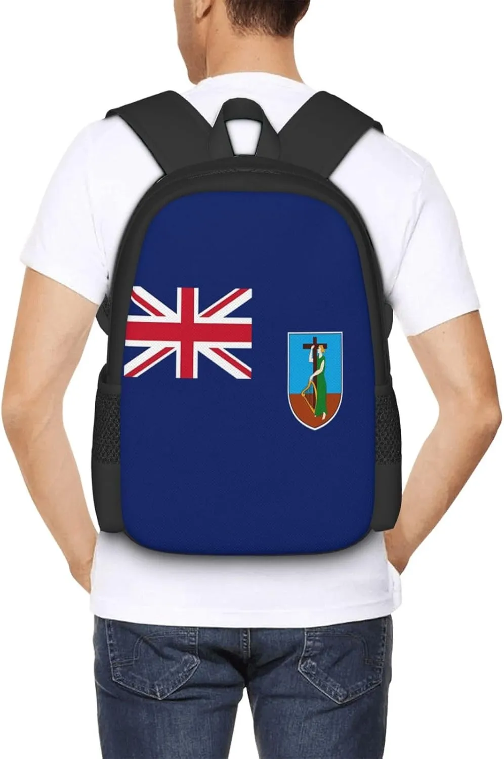 Montserrat Flag Travel Backpack Casual Backpacks 15 Inch Laptop Back Pack Lightweight Rucksack Outdoor Sport Daypack Large Bags for Working Camping Hiking