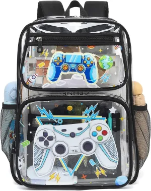 MOONBABY Clear Backpack for School Girls, Heavy Duty TPU Transparent Backpack Stadium Events Approved, Clear Bookbag