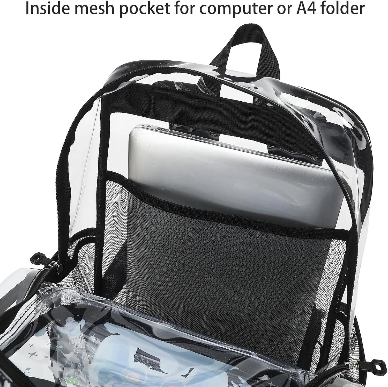 MOONBABY Clear Backpack for School Girls, Heavy Duty TPU Transparent Backpack Stadium Events Approved, Clear Bookbag