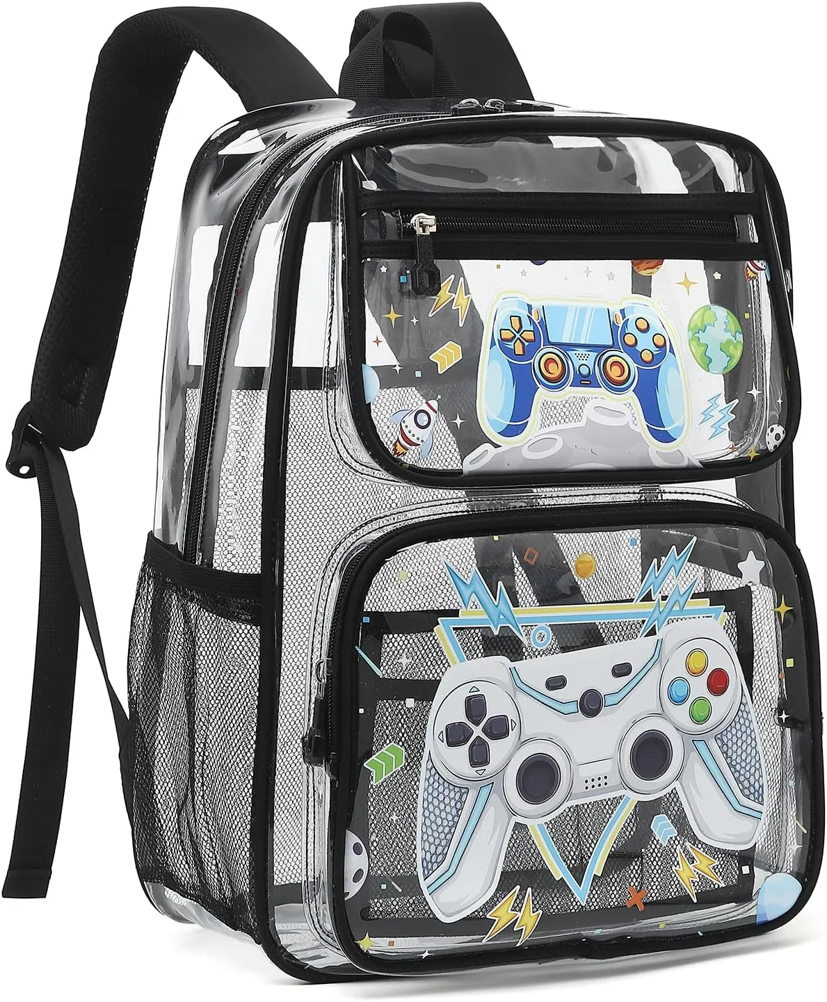 MOONBABY Clear Backpack for School Girls, Heavy Duty TPU Transparent Backpack Stadium Events Approved, Clear Bookbag