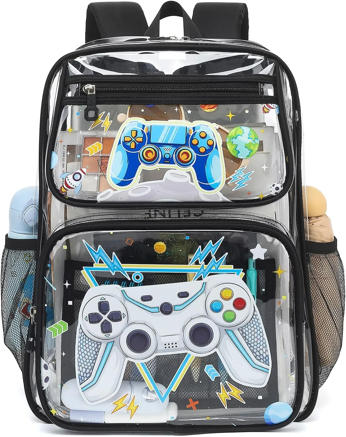 MOONBABY Clear Backpack for School Girls, Heavy Duty TPU Transparent Backpack Stadium Events Approved, Clear Bookbag
