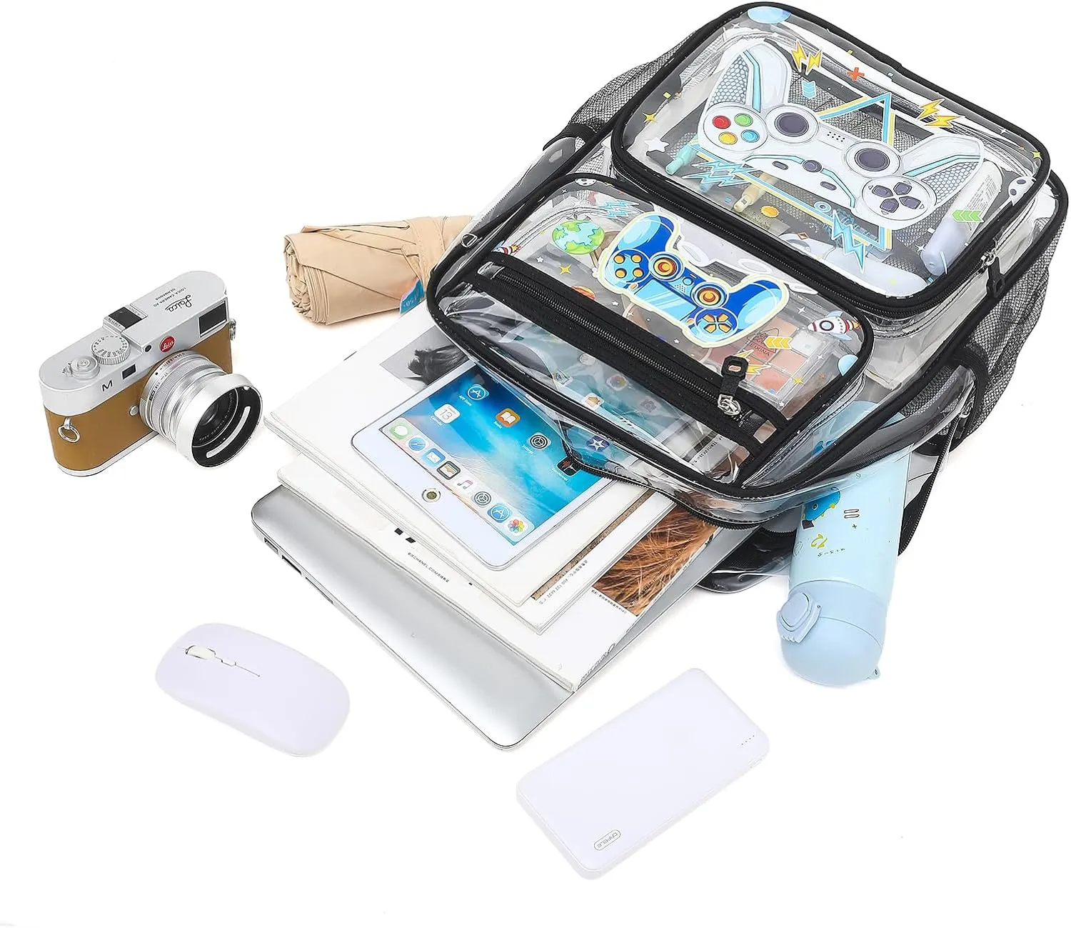 MOONBABY Clear Backpack for School Girls, Heavy Duty TPU Transparent Backpack Stadium Events Approved, Clear Bookbag