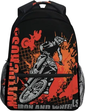 Motorcycle Backpack Dirt Bike School Bookbag for Boys Girls Computer Backpacks Book Bag Travel Hiking Camping Daypack for Children's Gifts