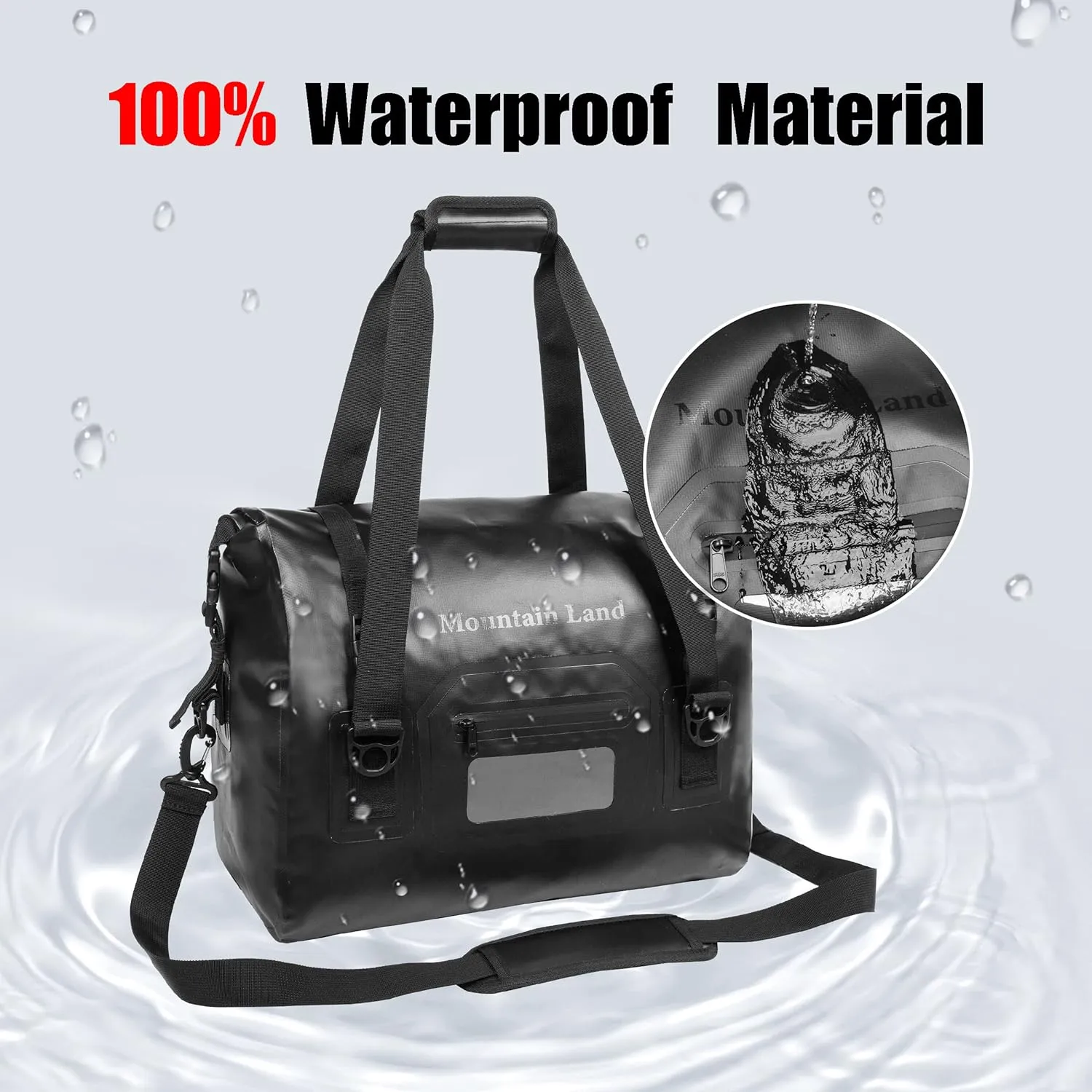 Mountain Land Waterproof Duffel Bag Heavy Duty Water Proof Motorcycle Bag Roll Top Dry Travel Bag with Large Storage Space for Traveling, Camping, Kayaking, Fishing, Rafting, Boating,Gym