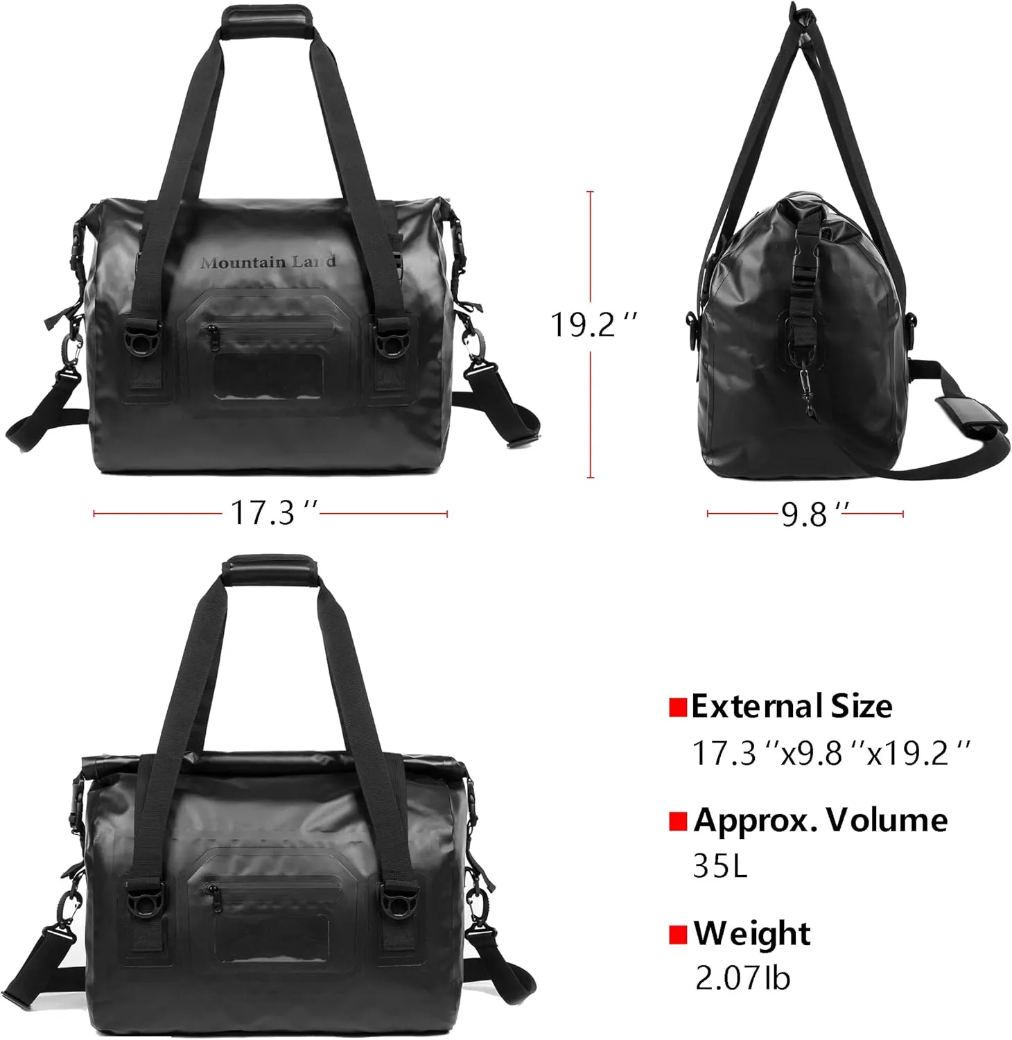 Mountain Land Waterproof Duffel Bag Heavy Duty Water Proof Motorcycle Bag Roll Top Dry Travel Bag with Large Storage Space for Traveling, Camping, Kayaking, Fishing, Rafting, Boating,Gym