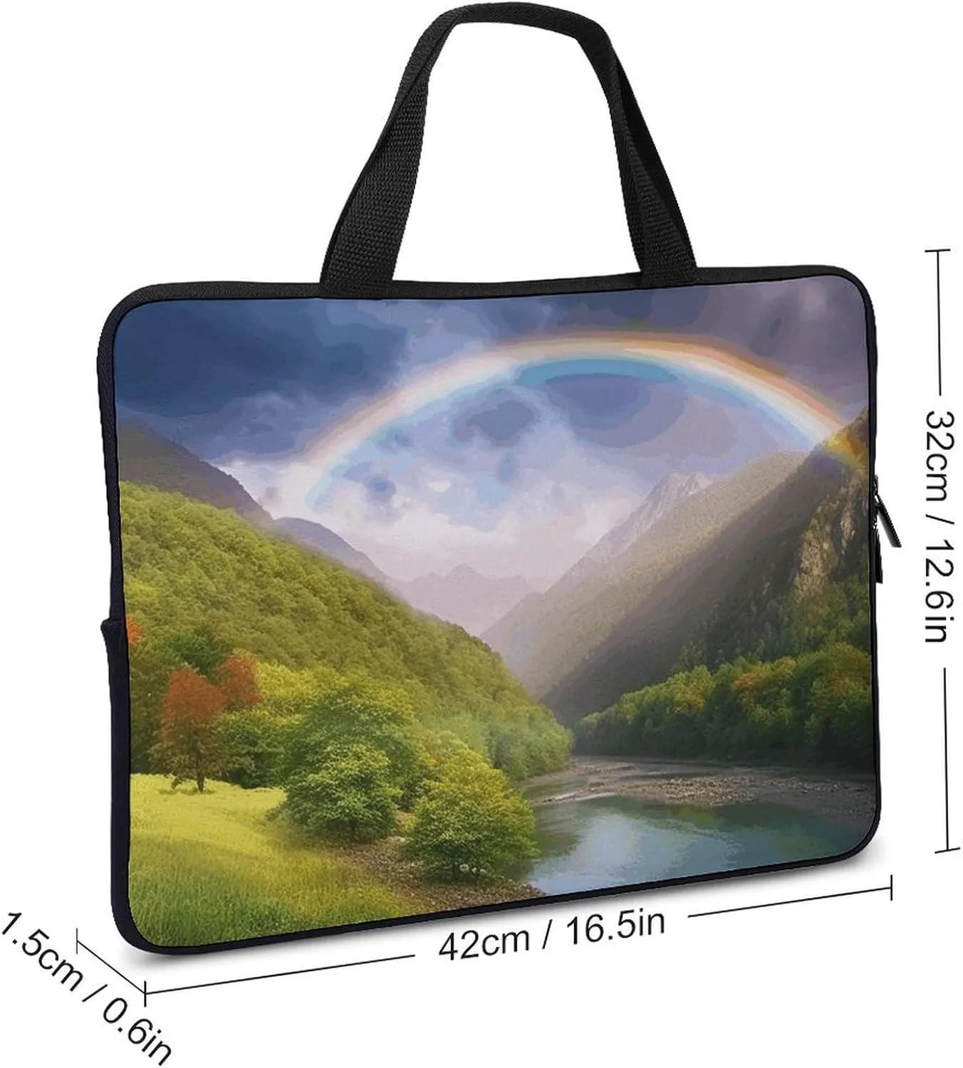 Mountain Valley with Rainbow Laptop Bag Durable Laptop Sleeve Water-Resistant Notebook Bag for Computer Or Tablet