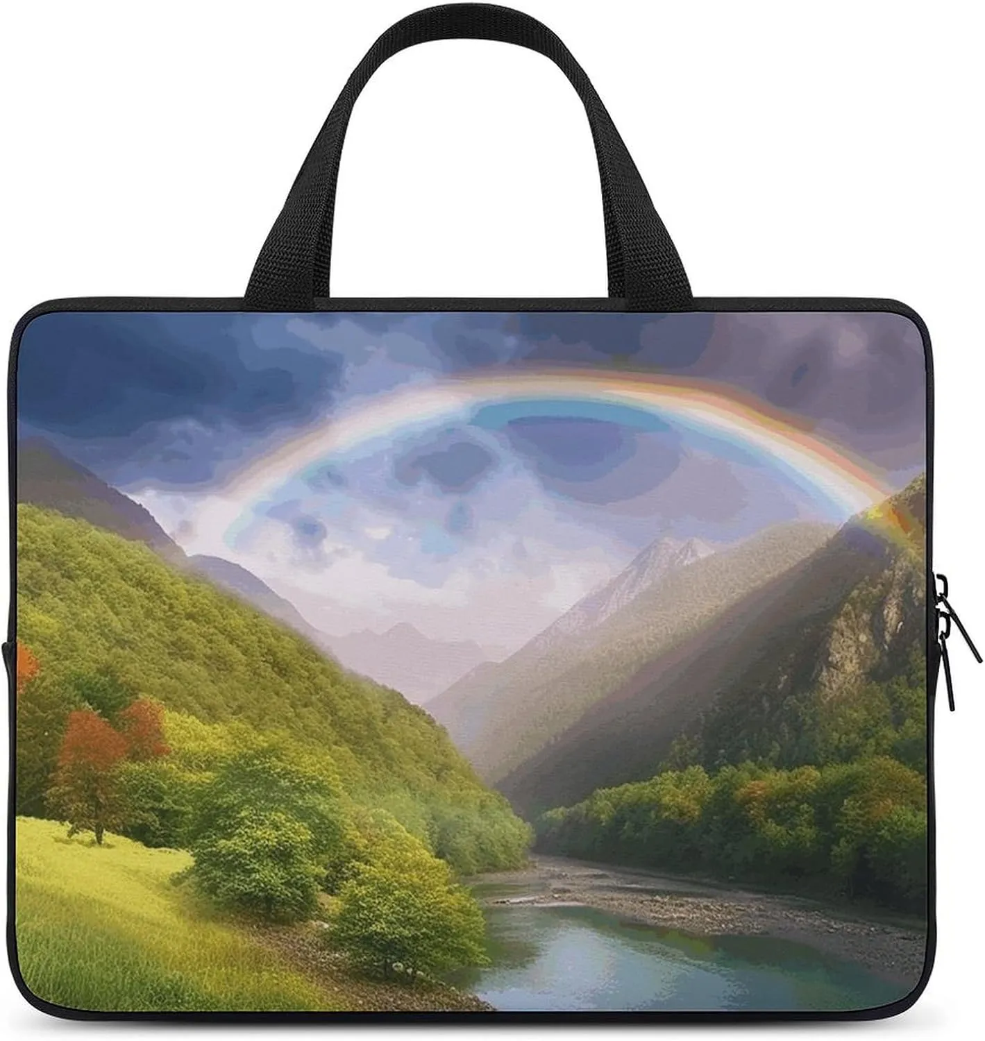 Mountain Valley with Rainbow Laptop Bag Durable Laptop Sleeve Water-Resistant Notebook Bag for Computer Or Tablet