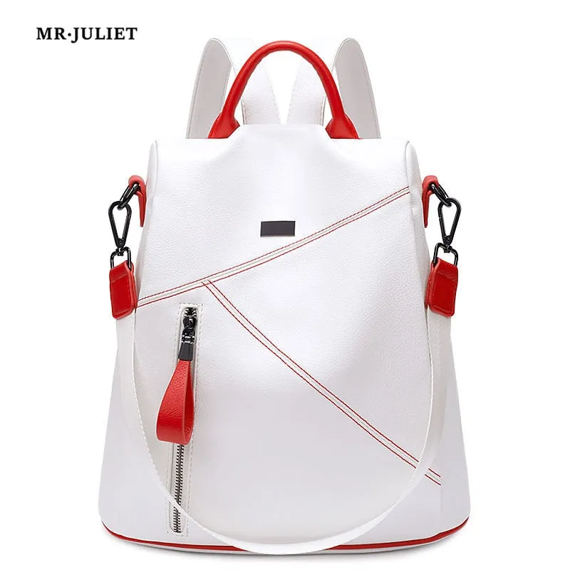 MR·JULIET 2022 New Simple Fashion Multi-color Versatile Soft Leather Large-capacity Backpack Travel Bag