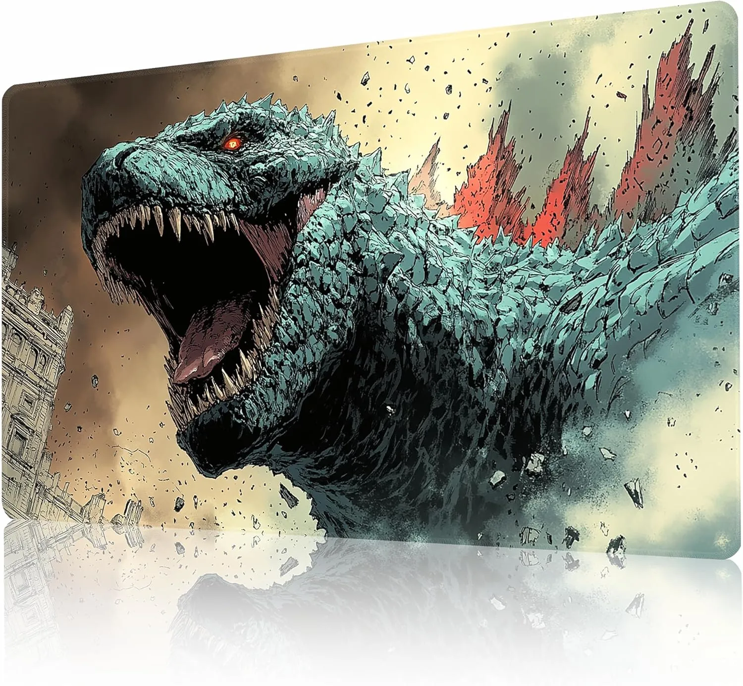 MTG Playmat Non-Slip Rubber Backing Printing Commander Board Game Desk Mat Duel Mat TCG PTCG Playmat 24x14 inches and Free Storage Bags (Godzilla)