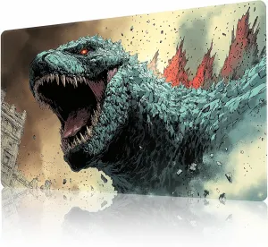 MTG Playmat Non-Slip Rubber Backing Printing Commander Board Game Desk Mat Duel Mat TCG PTCG Playmat 24x14 inches and Free Storage Bags (Godzilla)