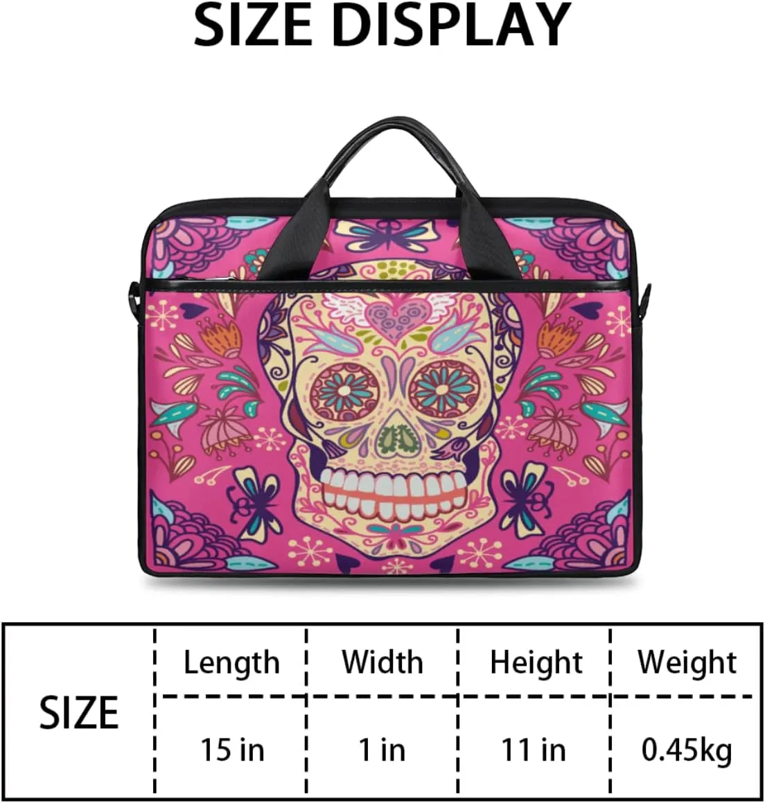 Muertos Skull Laptop Shoulder Messenger Bag Waterproof Laptop Briefcase Handle Padded Strap