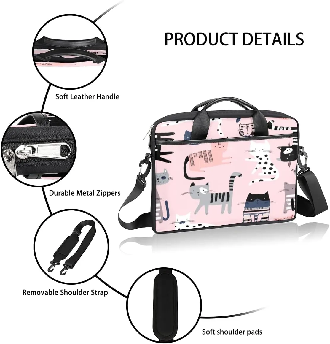 Muertos Skull Laptop Shoulder Messenger Bag Waterproof Laptop Briefcase Handle Padded Strap