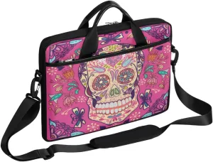Muertos Skull Laptop Shoulder Messenger Bag Waterproof Laptop Briefcase Handle Padded Strap