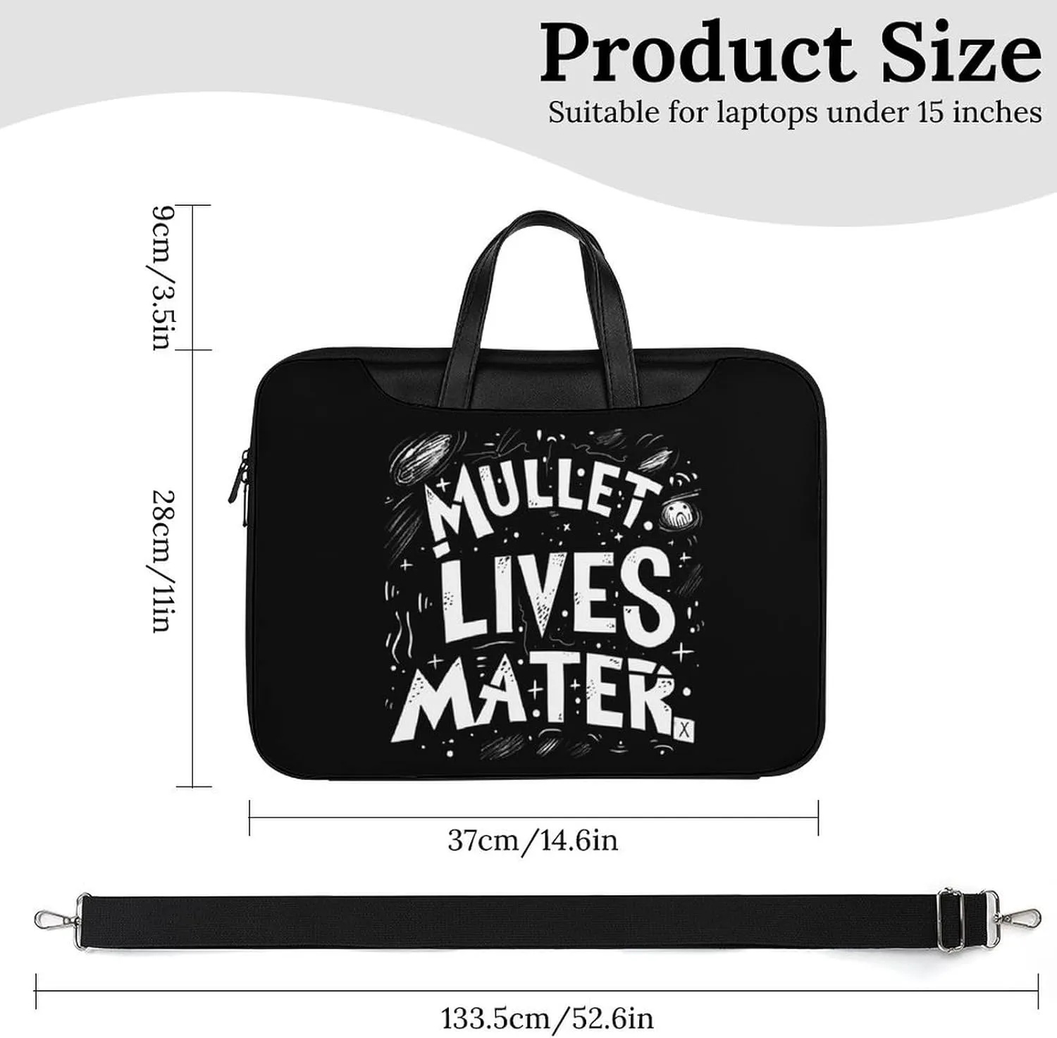 Mullet Lives Matter Laptop Bag PU Leather Computer Tote Bag Carrying Case Messenger Bag with Handle
