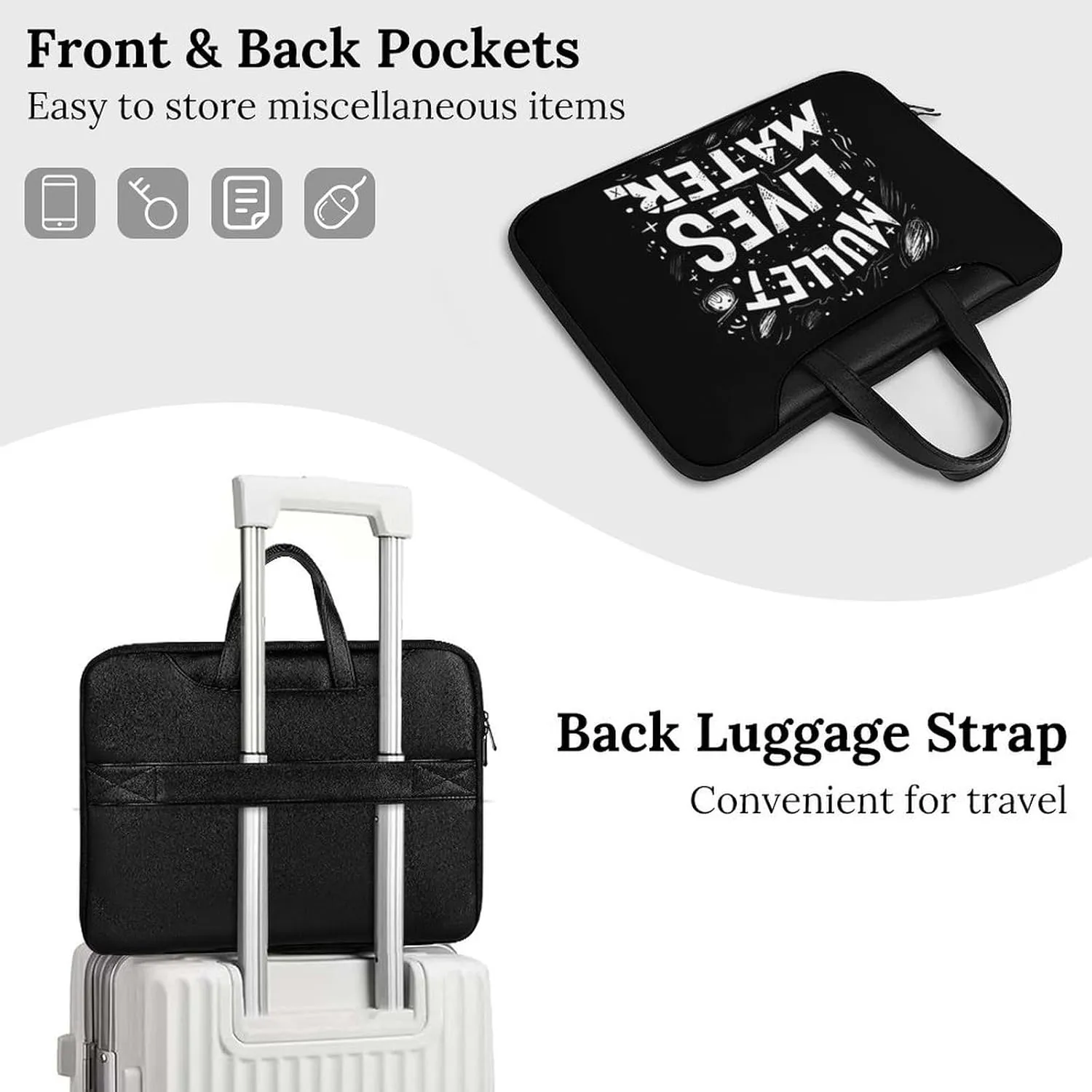 Mullet Lives Matter Laptop Bag PU Leather Computer Tote Bag Carrying Case Messenger Bag with Handle