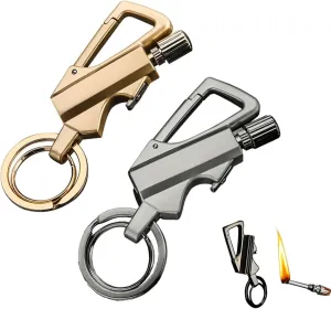 Multifunctional Match Kerosene Lighter - with Keychain Bottle Opener, Reusable Windproof and Waterproof Matches, Suitable for Outdoor Camping (Kerosene Not Included)(2pc-2)