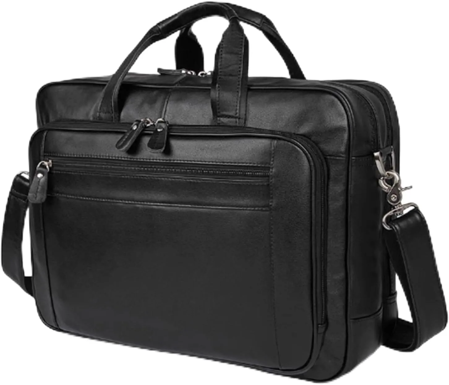 Multipocket suitcase Bag, leathers, large capacity, Waterproof Briefcase, Mens Work Bag, Versatile, Travel Messenger Crossbody Bag, for Office Business, 16.5in