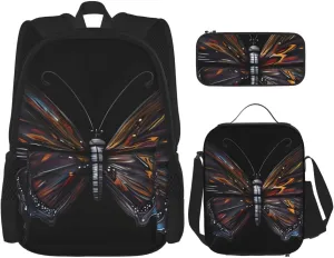 Mystery Butterflybackpack 3 Piece Set, Duffel Bag,* Casual Backpack, Girls Boys Backpack For Hiking, School