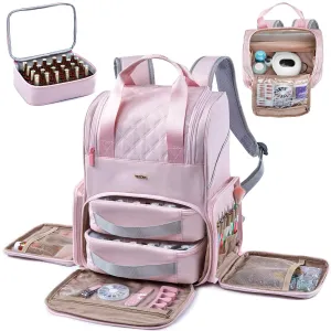 Nail Polish Organizer Backpack Holds 48 Bottles (0.5 Fl Oz) and a Nail Dryer, Nail Polish Storage Bag With 2 Removable Boxes for Nail Suppliers,Nail Kit, Gel Polish