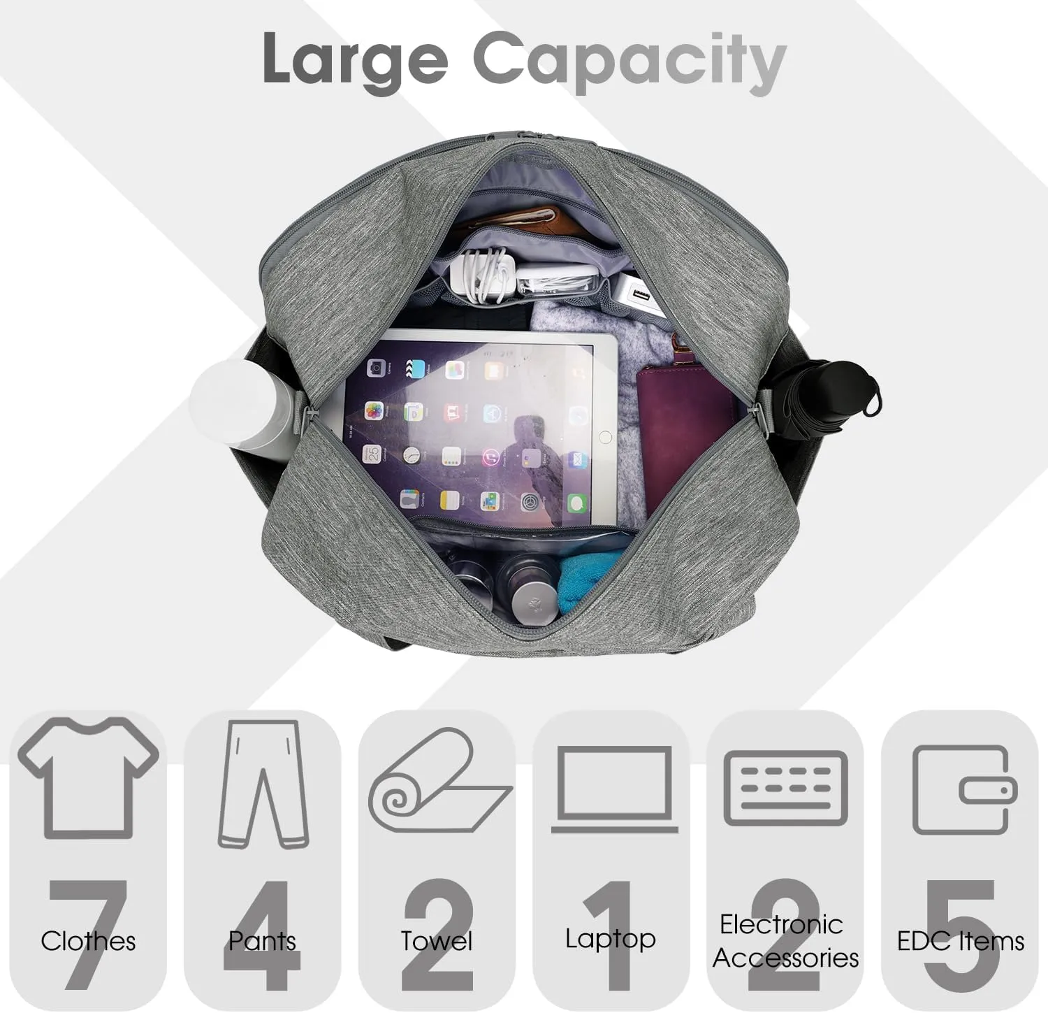 Narwey 18" Carry on Bag with Laptop Compartment 15.6 Inch Travel Duffel Bag for Spirit Airlines Personal Item Bag Overnight Weekender Bag with Wet Pocket for Women and Men (Grey)