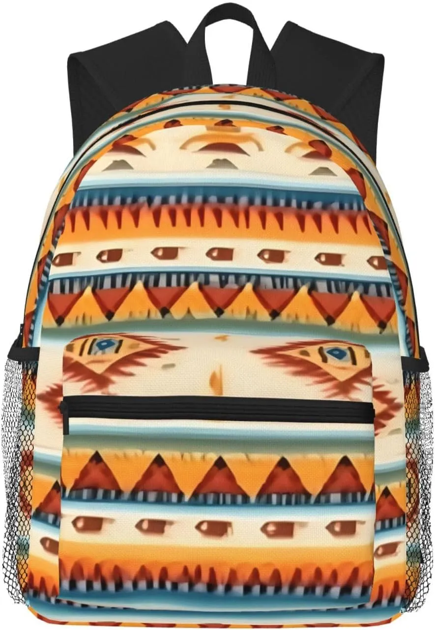 Native American Print College Backpacks,Backpacks With Pockets, Lightweight Bookbag For College for Women Men