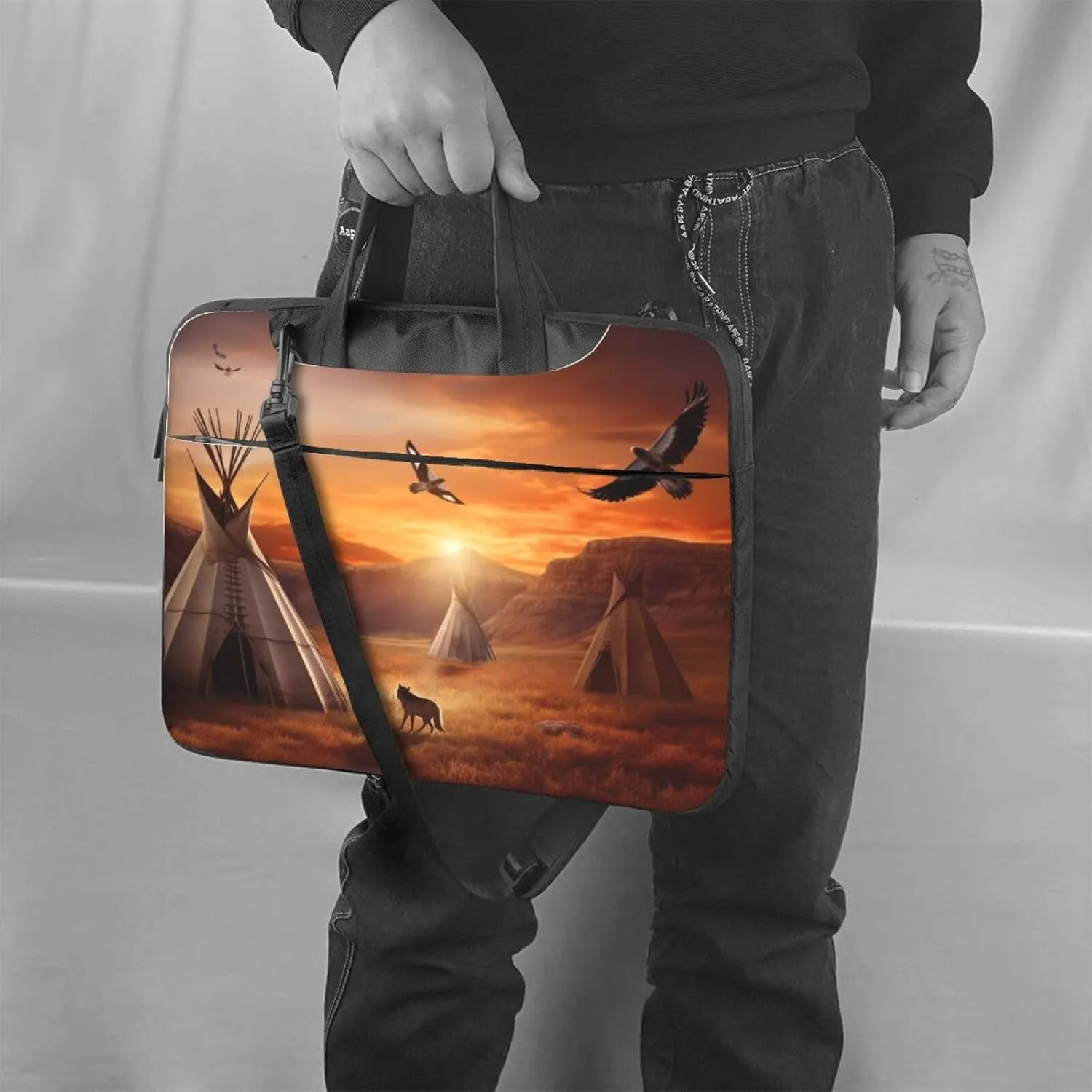 Native American Tribes Laptop Tote Bag for Men Women Laptop Sleeve Shoulder Briefcase Messenger Computer Bag