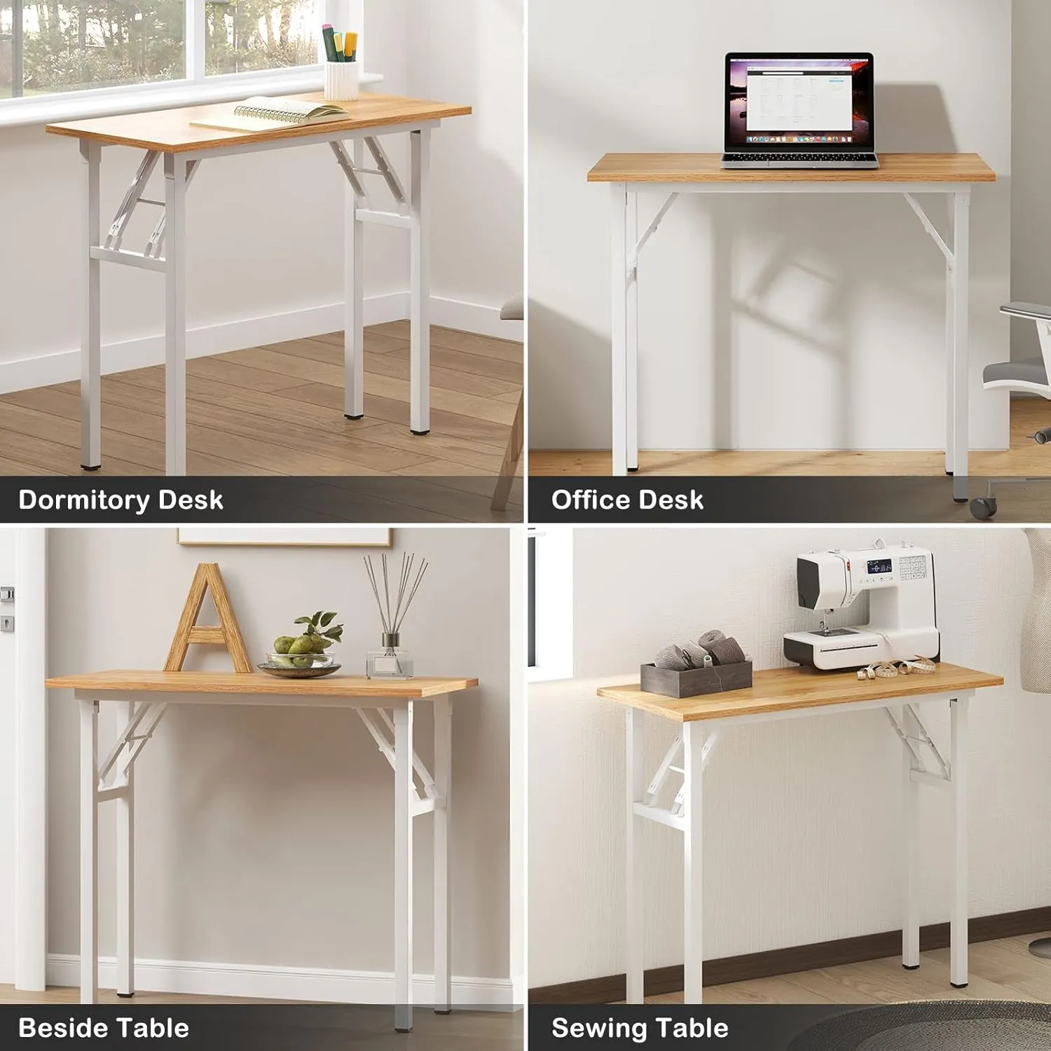 Need Small Desk 31 1/2" No Assembly Foldable Writing Table,Sturdy and Heavy Duty Folding Computer Desks for Small Space/Home Office/Dormitory AC5BW(80 * 40)