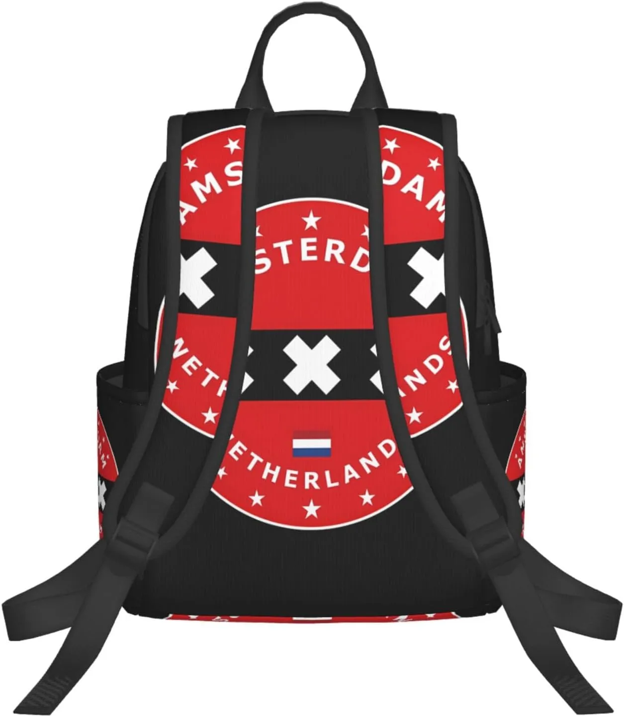Netherlands Amsterdam Flag Circle Casual Backpacks Large Capacity Laptop Backpack Sports Rucksack Travel Daypack Adjustable Shoulder Strap Work Bag for Outdoor Camping