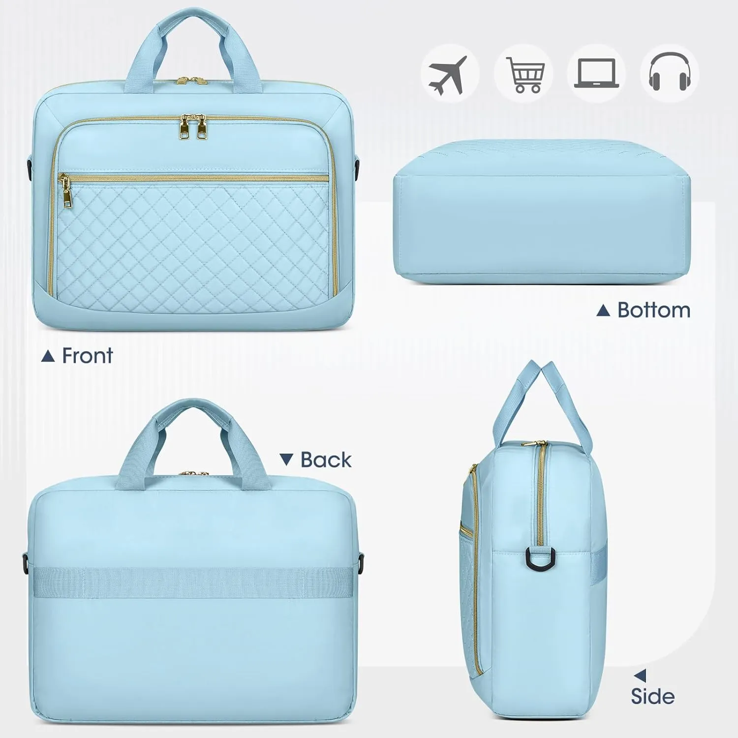NEWHEY Laptop Bag 17.3 Inch Laptop Briefcase for Women Men Waterproof Shoulder Messenger Bag Large Computer Bag for Business Office Work College, Blue