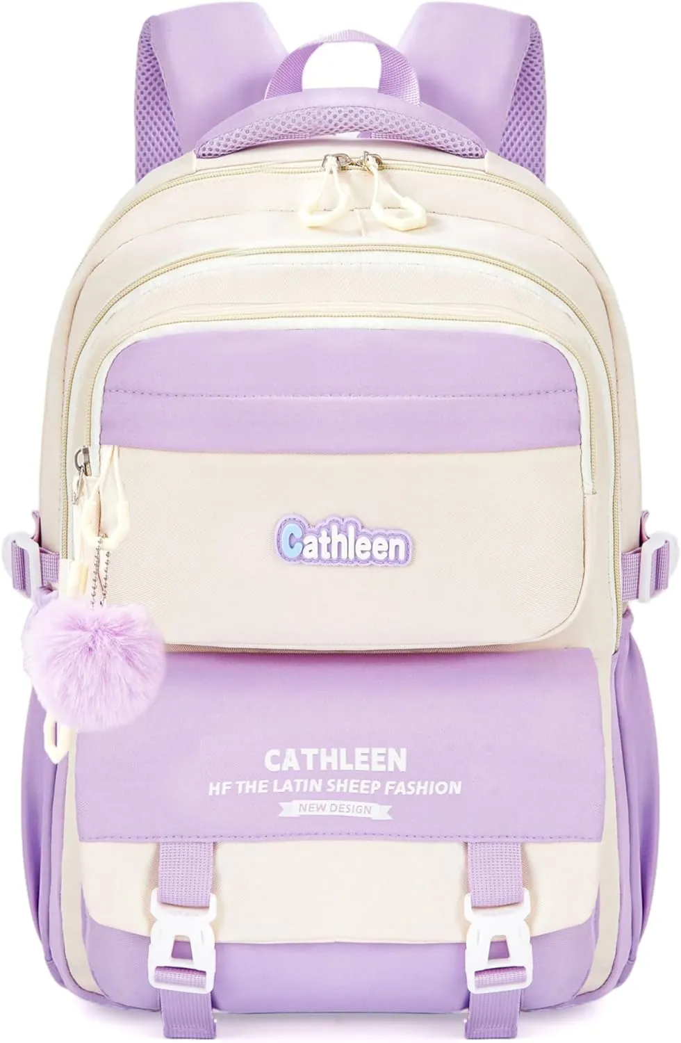 NICE CHOICE Girls Kids Backpack Lightweight Backpacks with Cute Furry Decorations for Girls Bookbag for Teens, Primary, Middle School Students(Purple)