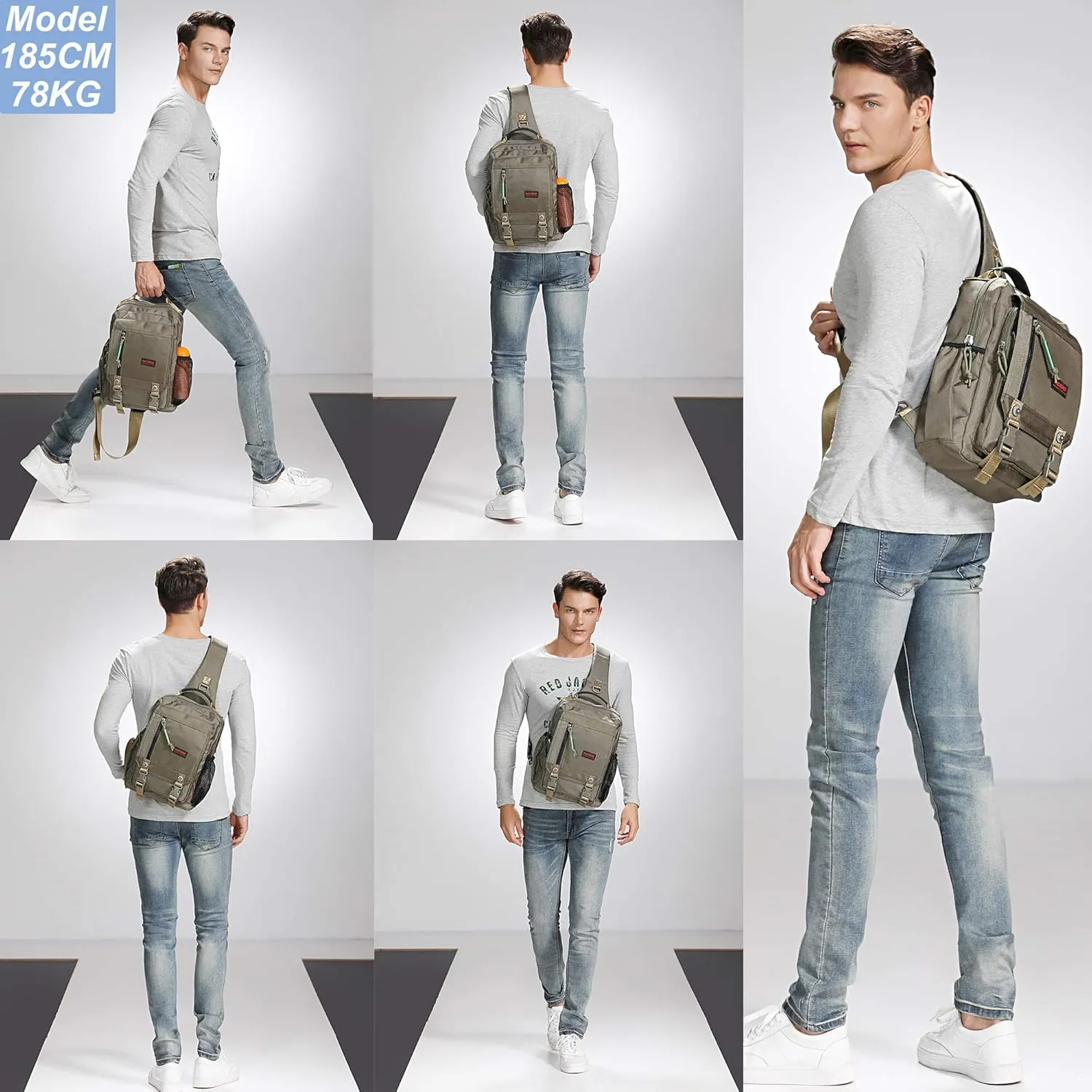 NICGID Sling Bags Chest Shoulder Backpacks, 13.3'' 14.1'' 15.6''Laptop Backpack Crossbody Messenger Bag Travel Outdoor
