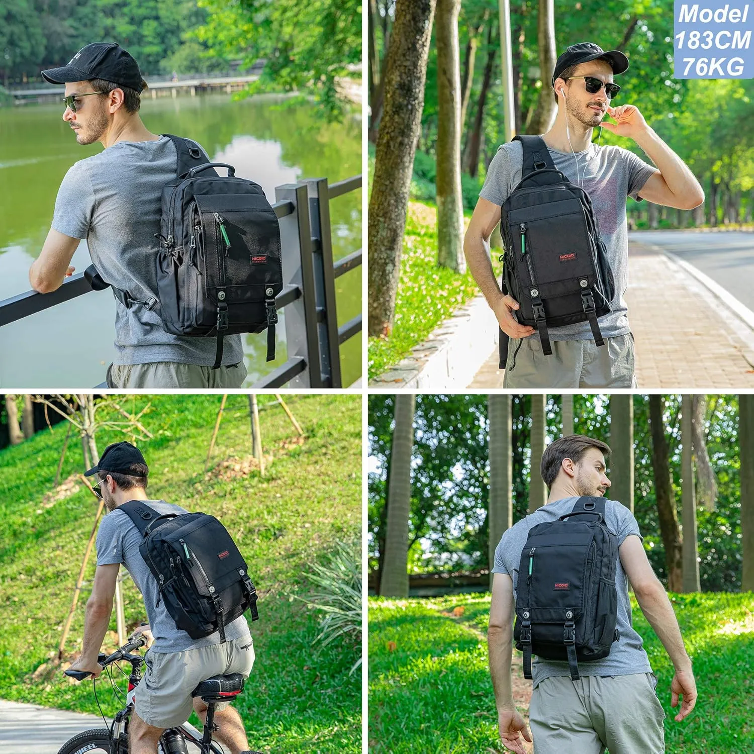 NICGID Sling Bags Chest Shoulder Backpacks, 13.3'' 14.1'' 15.6''Laptop Backpack Crossbody Messenger Bag Travel Outdoor