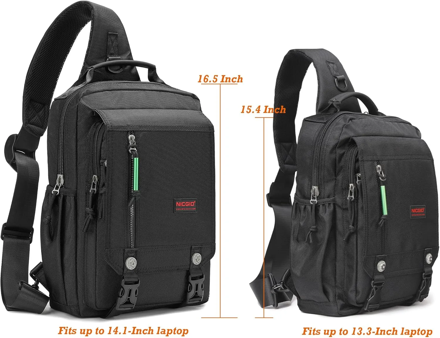 NICGID Sling Bags Chest Shoulder Backpacks, 13.3'' 14.1'' 15.6''Laptop Backpack Crossbody Messenger Bag Travel Outdoor
