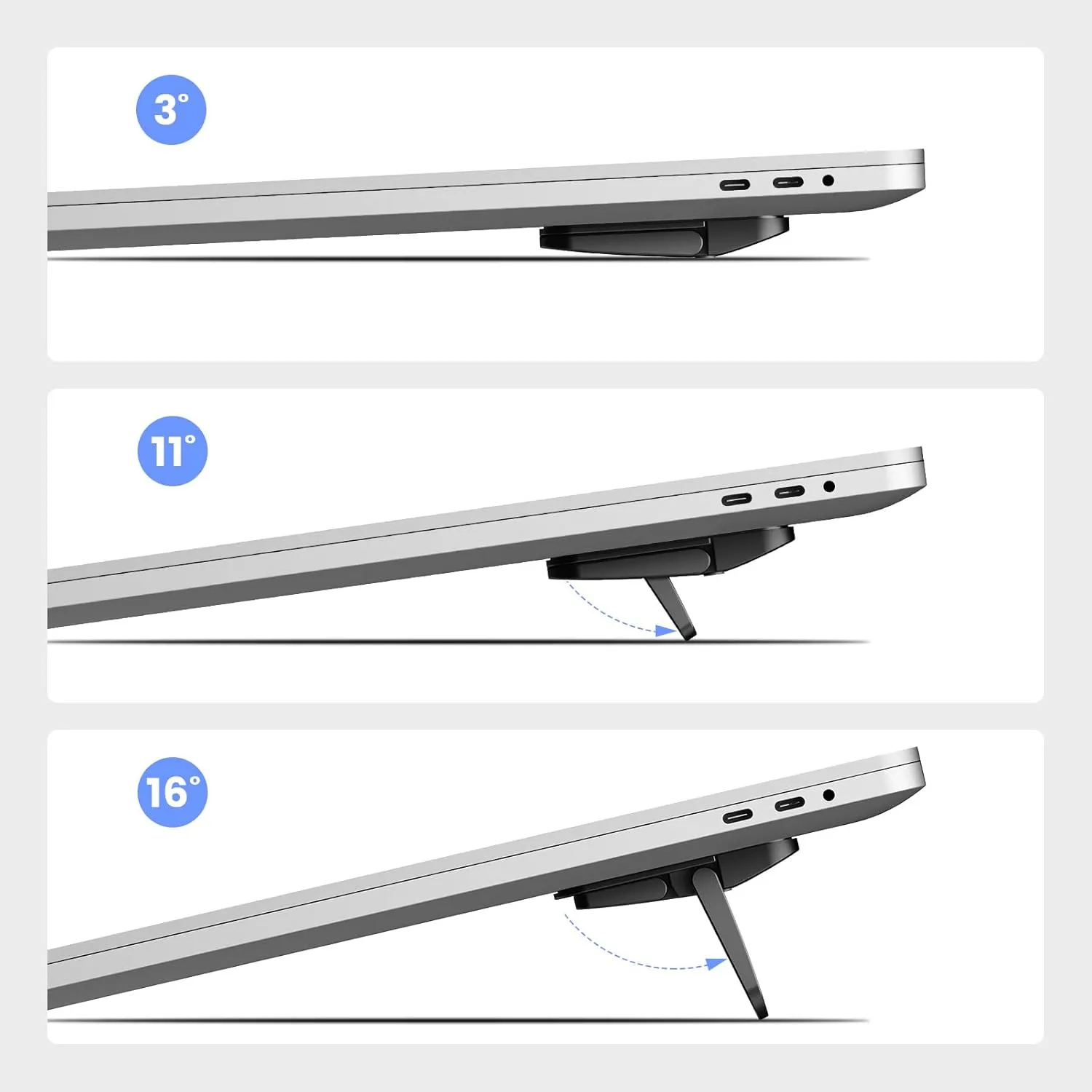 Nillkin Computer Keyboard Stand for Desktop with 3 Adjustable Angles, Mini Laptop Feet, Flip Keyboard Riser Feet for Keyboards, Laptop Stand for MacBook, Dell, HP, Other 14-16 Inches, Black