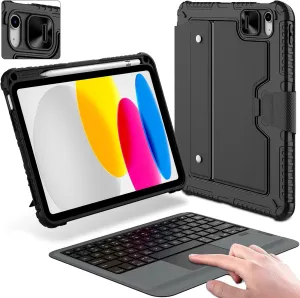 Nillkin iPad 10th Generation Case with Keyboard (10.9", 2022) / iPad 11th (A16), Detachable Keyboard for iPad 10th Generation with Slide Camera Cover and Trackpad, Protective Case with Pencil Holder