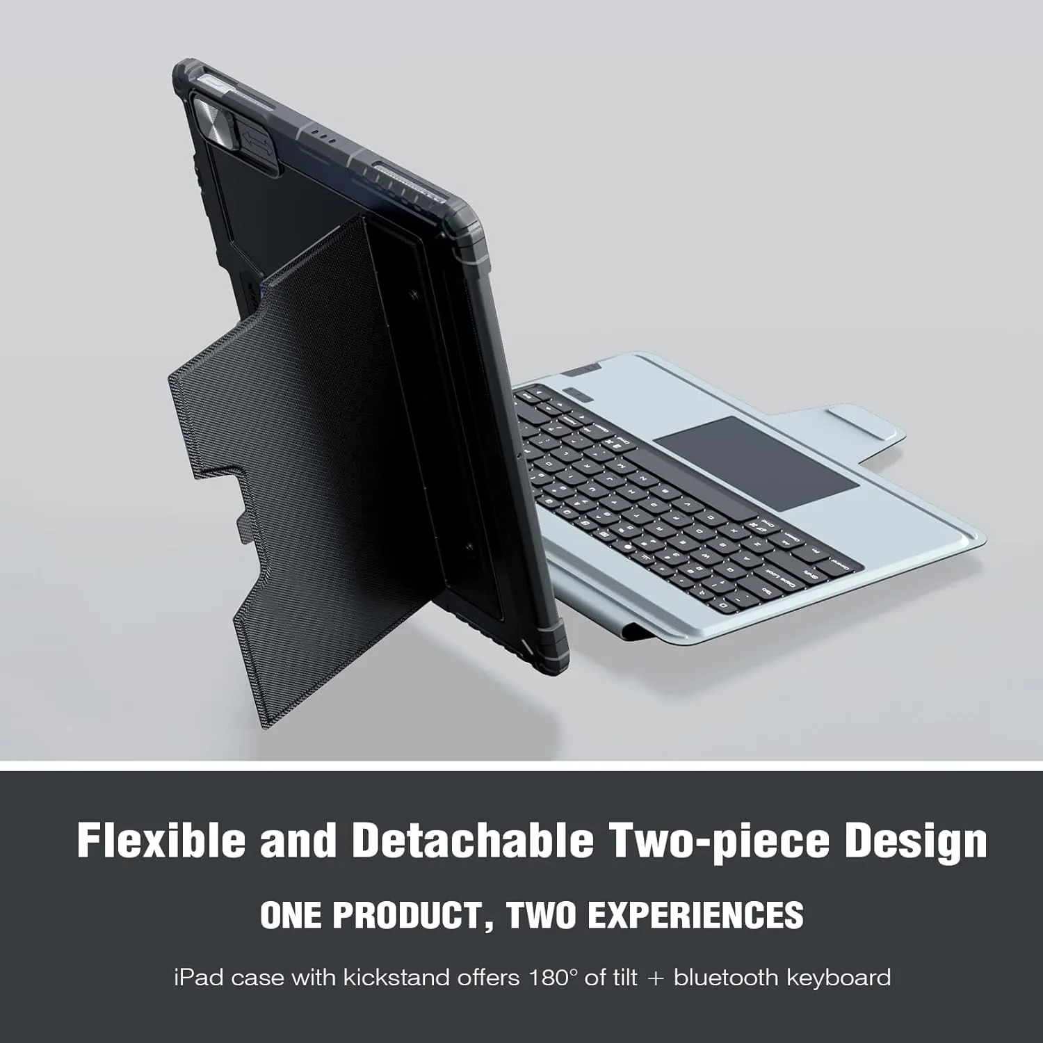 Nillkin iPad 10th Generation Case with Keyboard (10.9", 2022) / iPad 11th (A16), Detachable Keyboard for iPad 10th Generation with Slide Camera Cover and Trackpad, Protective Case with Pencil Holder