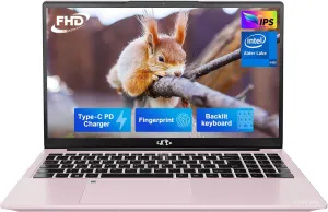 NIMO 15.6 IPS FHD-Laptop, Intel Pentium Quad Core N100 8GB RAM 128GB SSD (Beat i3-1115G4 Up to 3.4GHz) Laptop-Computer with Fingerprint Backlit Keyboard WiFi 6 Win 11 Rose Gold (Renewed)
