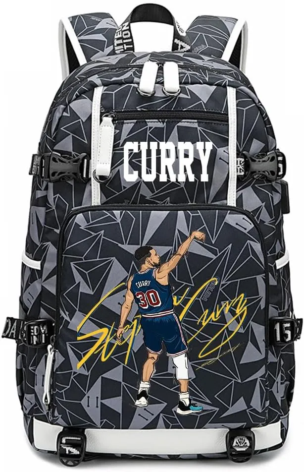 No. 30 Basketball Player Multifunctional Backpacks Sports Fan Bookbag Travel Student Backpack (A4)