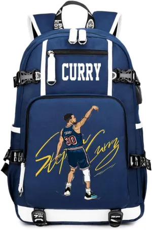 No. 30 Basketball Player Multifunctional Backpacks Sports Fan Bookbag Travel Student Backpack (W2)