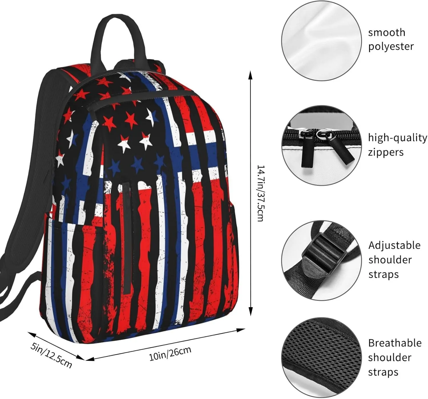 Norwegian American Flag Norway Root Casual Laptop Backpack Travel Rucksack Sports Daypack Adjustable Strap Bags with Multi-Pockets for Working Running Camping