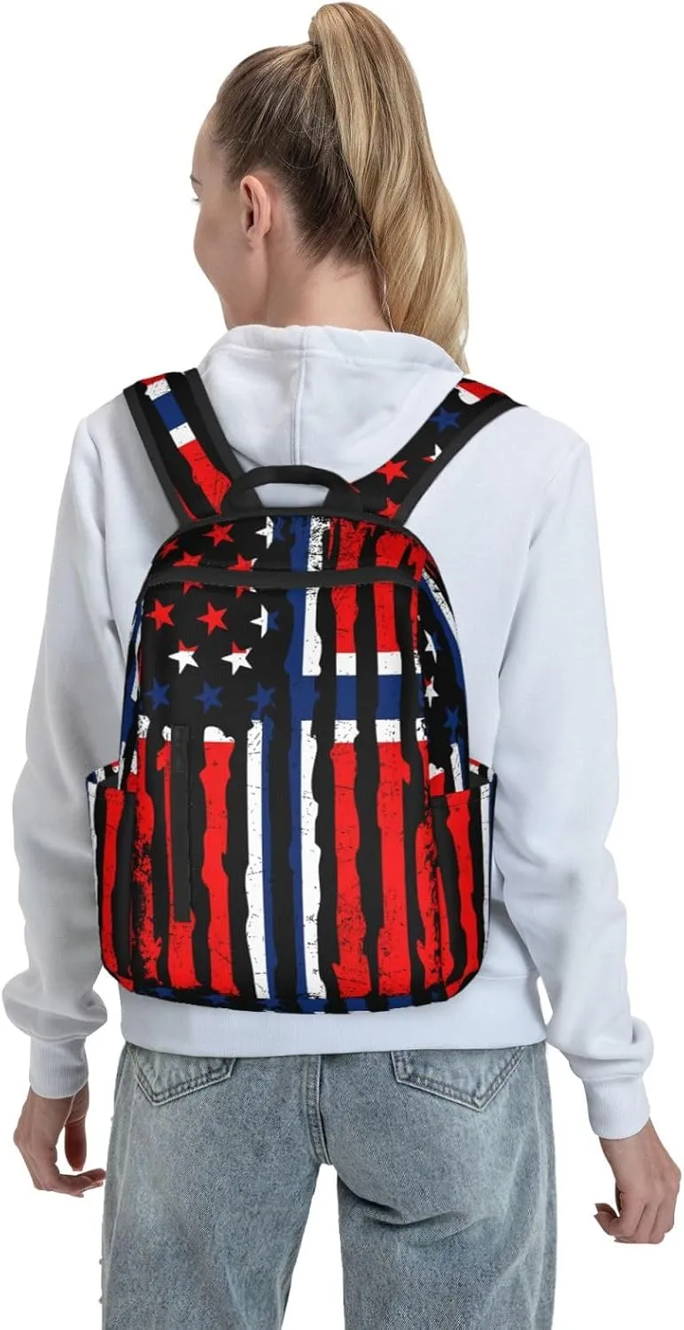 Norwegian American Flag Norway Root Casual Laptop Backpack Travel Rucksack Sports Daypack Adjustable Strap Bags with Multi-Pockets for Working Running Camping