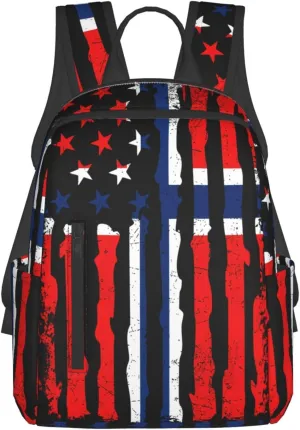 Norwegian American Flag Norway Root Casual Laptop Backpack Travel Rucksack Sports Daypack Adjustable Strap Bags with Multi-Pockets for Working Running Camping