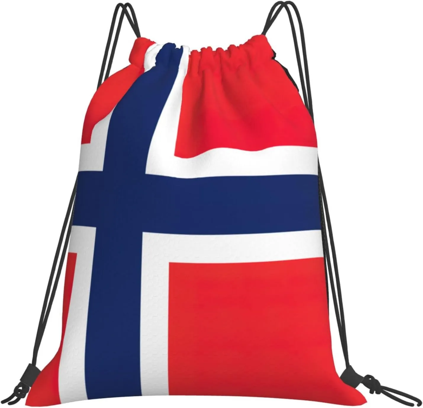 Norwegian flag print casual drawstring backpack Sports Gym Beach for for Hiking Travel Outdoor Sport Bag